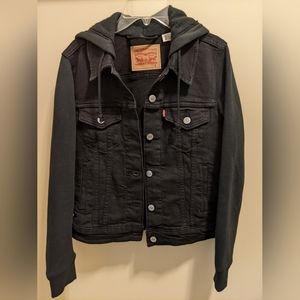 NWOT Levi's Jean Jacket Hybrid Hoodie, Unisex, All Black, Sz S